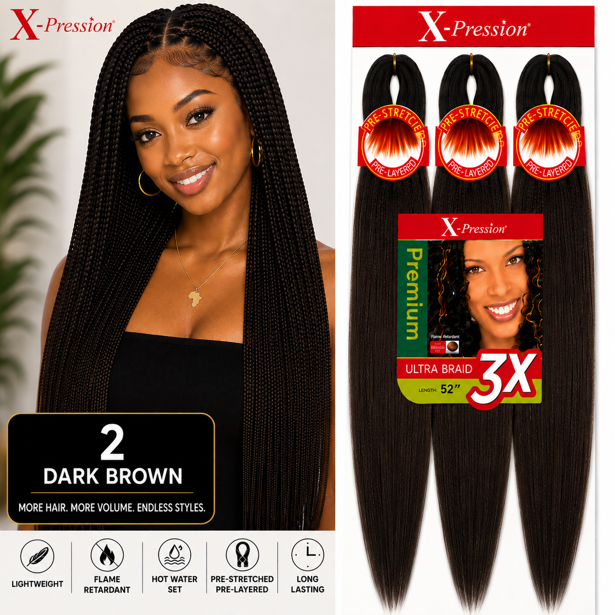 X-Pression Braiding Hair - 1B